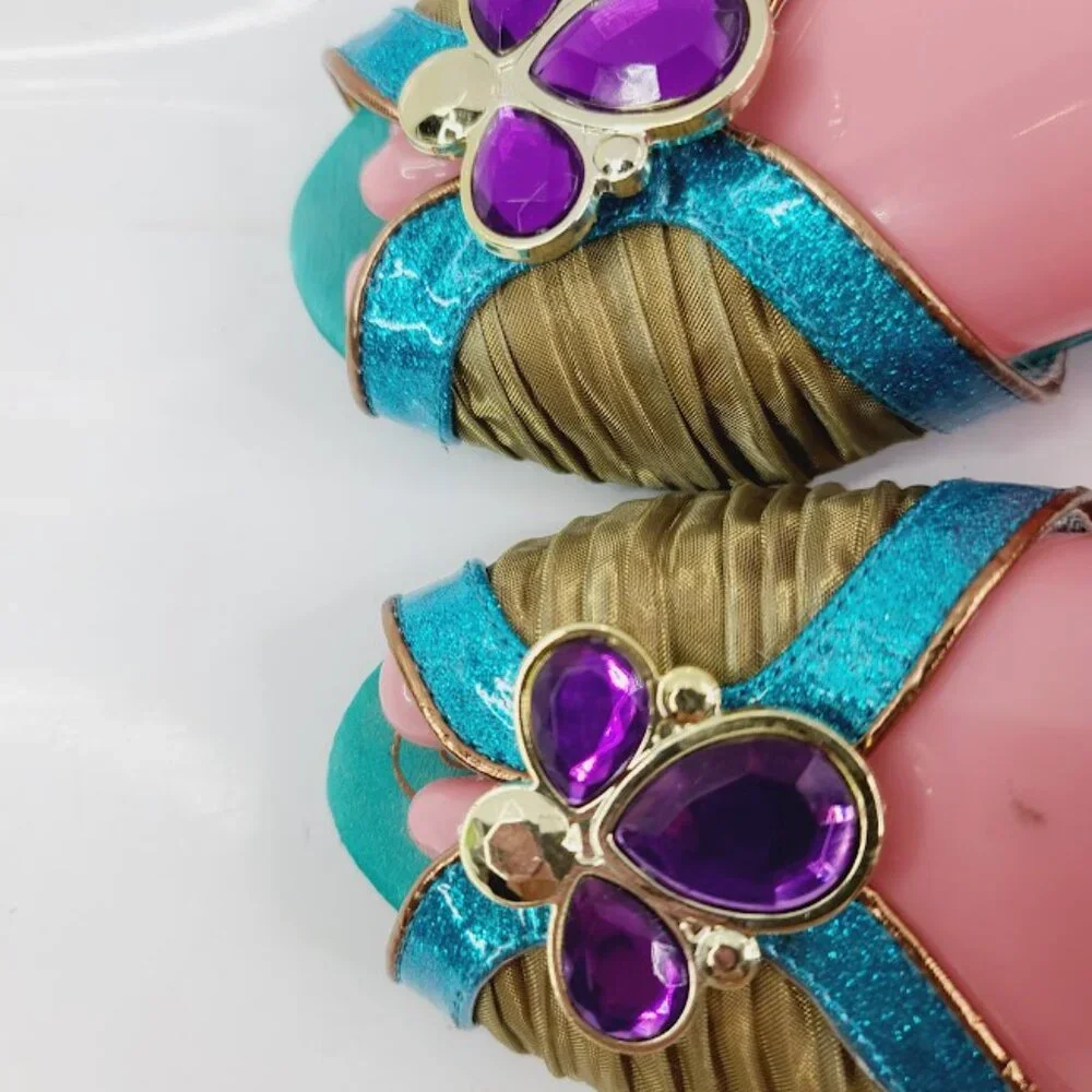 Disney Girl's Blue Jasmine‎ Costume Open Toe Princess Casual Mary Jane Shoes 3 - Picture 3 of 9